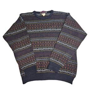 Glenallan Sweater Mens Large Fair Isle Wool Blend Made in Scotland Vtg Y2K Ski